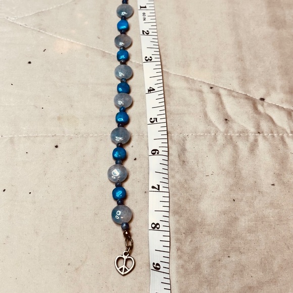 Crackle Quartz & Dyed Howlite Blue Beaded Bracelets vintage - Picture 8 of 12